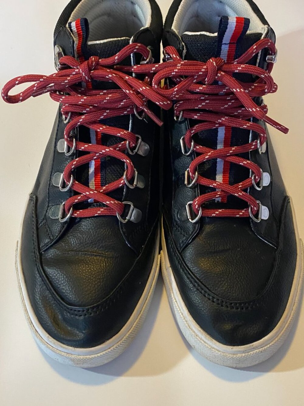 Tommy Hilfiger high-tops with red shoelaces